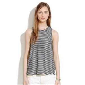 Madewell Black and White Striped Tank Top